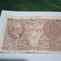 antica 5 lire di carta Bolaffi