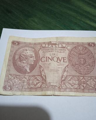 antica 5 lire di carta Bolaffi