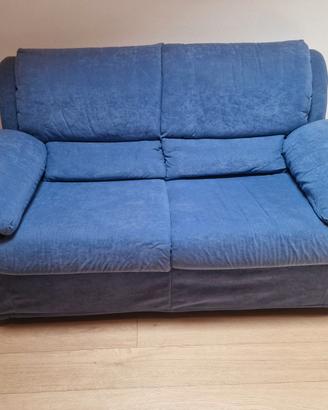 Divano 2 posti in velluto blu sfoderabile
