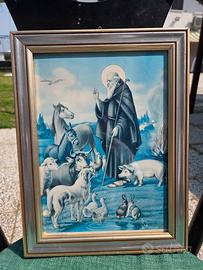 Quadretto Vintage Sant'Antonio Abate con Animali -