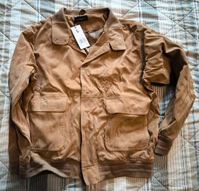 Giubbotto bomber in pelle scamosciata