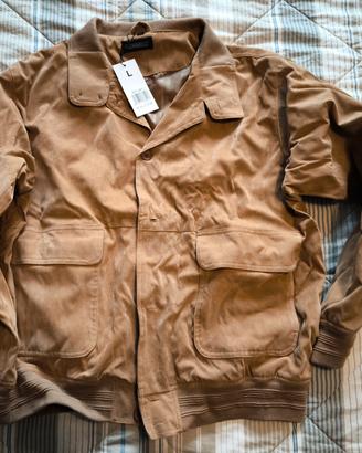 Giubbotto bomber in pelle scamosciata