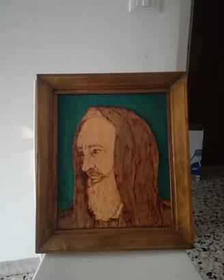 quadro in legno Padre Pio realizzato a mano