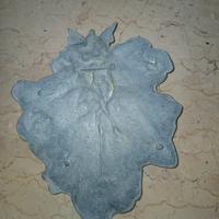 Posacenere il peltro Art Nouveau con fata e rane