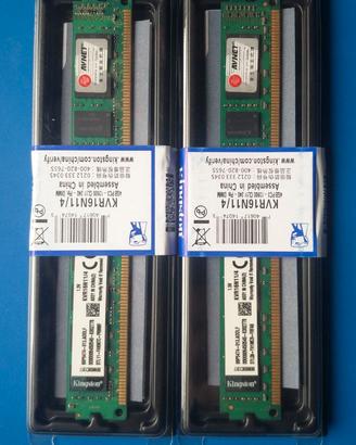 MEMORIE RAM KINGSTON 8 GB (2 x 4 GB) DDR3 1600 MHz
