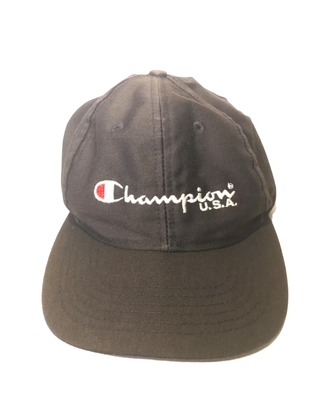 Cappello Champion U.S.A./logo/cotone nero/vintage