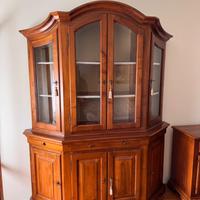 Cristalliera 4 porte in legno noce arte povera