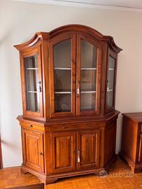 Cristalliera 4 porte in legno noce arte povera