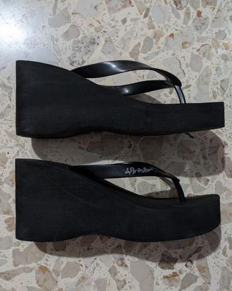 Scarpe infradito alte con zeppa nuove donna 39