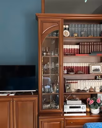 Mobile in legno con libreria e vetrine originali
