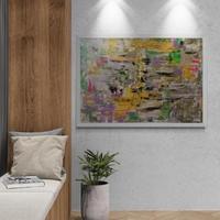Quadro astratto moderno dipinto su tela materico