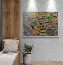 Quadro astratto moderno dipinto su tela materico