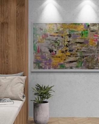 Quadro astratto moderno dipinto su tela materico
