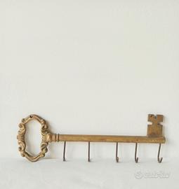 Appendino vintage a chiave portachiavi in ottone 