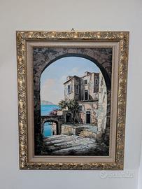 Quadro paesaggio mediterraneo olio su tela Anper