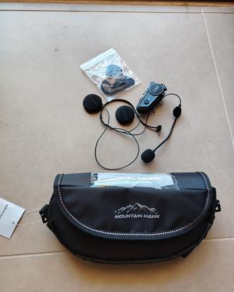 borsa manubrio moto e auricolari 