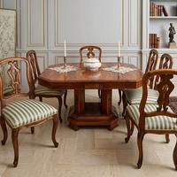 Tavolo Ottagonale Liberty Noce Massello intagliato