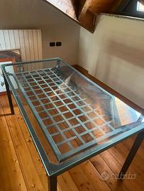 Tavolo da cucina/ufficio in vetro e ferro