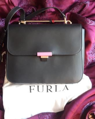 Furla Elisir M borsa a spalla postina nera e rosa 