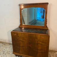 Comò canterano vintage con specchio e marmo 
