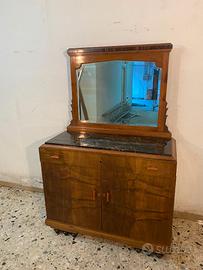 Comò canterano vintage con specchio e marmo 