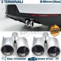 2 Terminali Scarico DOPPI Tondo in TITANIO Cromati