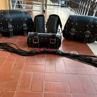 Set borse moto custom + fruste decorative in pelle