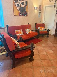 Salotto vintage anni 80+ 2 poltrone legno massello