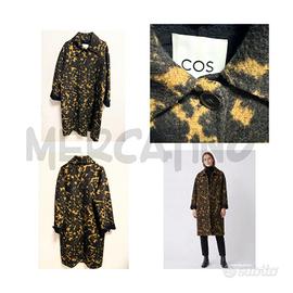 CAPPOTTO D COS LUNGO NERO/SENAPE MACULATO