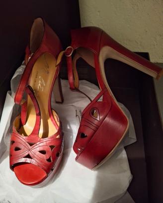 Plateu bordeaux ricamo TACCO MOLTO ALTO