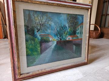 Quadro di artista locale e cornice in legno 