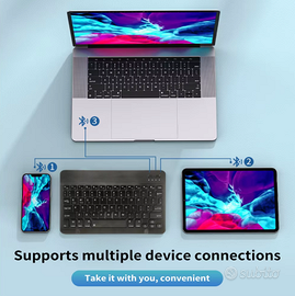 Tastiera bluetooth nera con batteria integrata