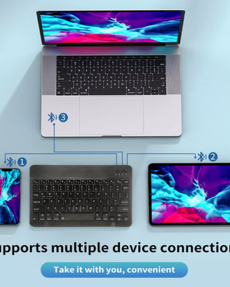 Tastiera bluetooth nera con batteria integrata