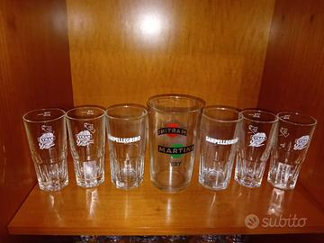 7 Bicchieri Vintage Bar Martini Cynar Pop Art
