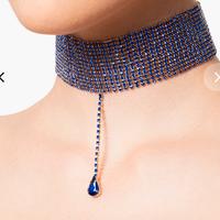 Collana Choker zirconi blu con pendente centrale