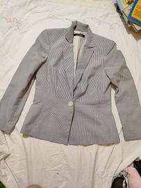 giacca blazer donna vintage righe azzurre 