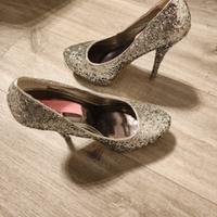 Scarpe décolleté glitter argento 39