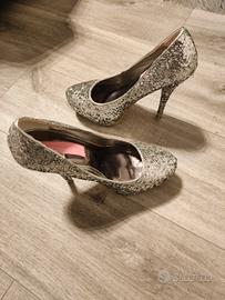Scarpe décolleté glitter argento 39