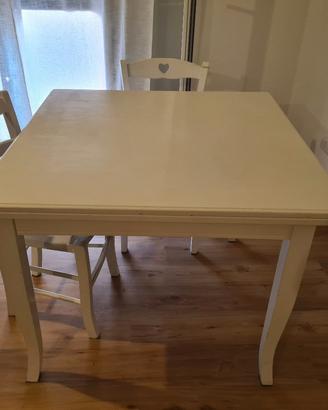 tavolo quadrato legno massello + 4 sedie