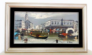 Quadro firmato olio su tela Venezia 75x46 cm