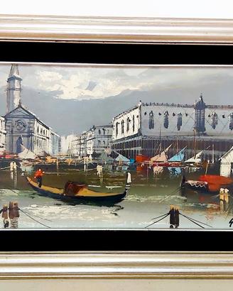Quadro firmato olio su tela Venezia 75x46 cm