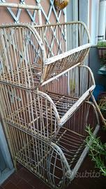 Scaffale portapane a tre ceste giunco vintage
