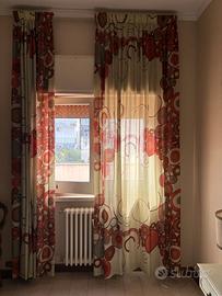 Quattro tende optical avorio, rosso e marrone
