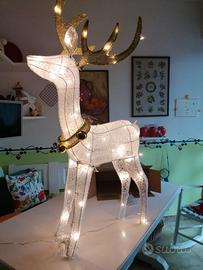 LED Renna Metallo Oro Bianco Ferro Telaio Illumina