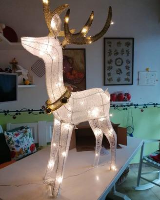 LED Renna Metallo Oro Bianco Ferro Telaio Illumina