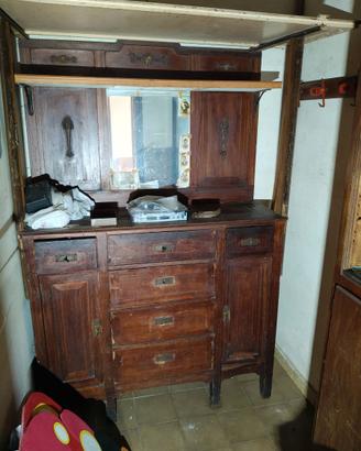 Armadio Antico a 4 Ante in Legno Massello Intaglia