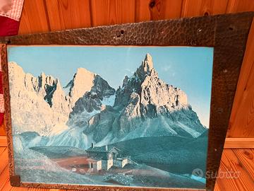 3 cornici fatte a mano in rame sbalzato e legno