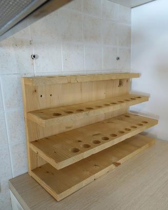 Porta spezie in legno provette per cucina