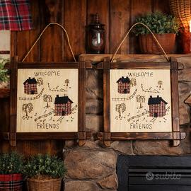 Coppia quadretti country "Welcome Friends"