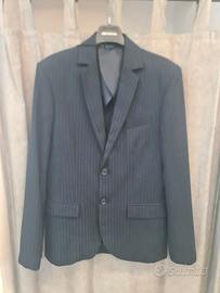 giacca gessata mesia blu